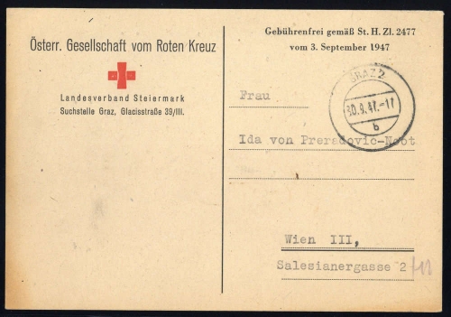 1947, Int.Organisationen,Rotes Kreuz,, Brief