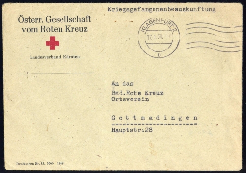 1950, Int.Organisationen,Rotes Kreuz,, Brief