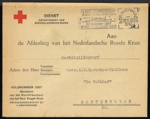 1947, Int.Organisationen,Rotes Kreuz,, Brief