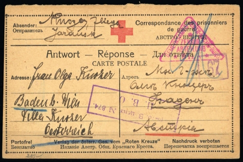 1917, Int.Organisationen,Rotes Kreuz,Sonstige, Brief