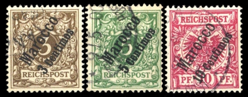 1899, Deutsche Auslandspost Marokko, 1-3, gest.