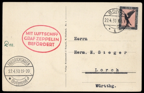 1930, Zeppelin,Zeppelinpost LZ 127,Deutschlandfahrten 1930, Si ...