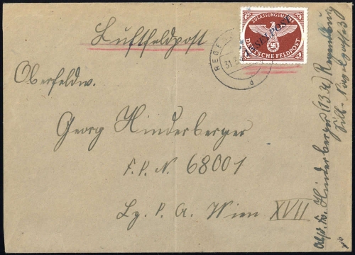 1944, Deutsche Besetzung II. WK, Feldpostmarken, 10 BbII, Brief