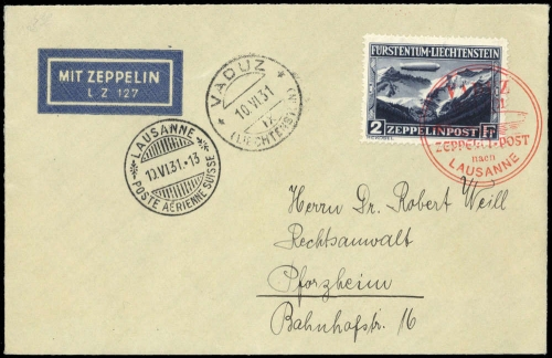 1931, Liechtenstein, LBK L 2 l, Brief