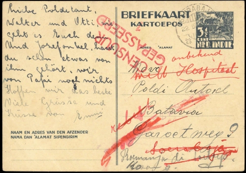 1940, Niederländisch Indien, Brief