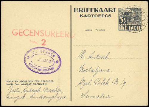 1941, Niederländisch Indien, Brief
