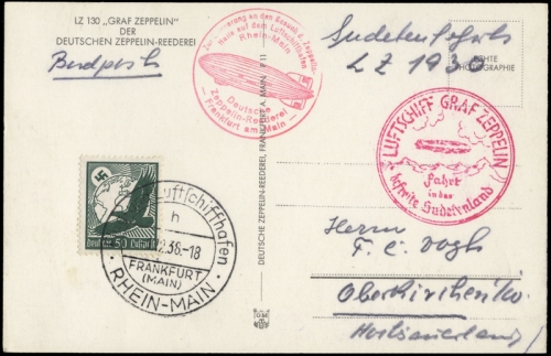 1938, Zeppelin,Zeppelinpost LZ 130,Sudetenlandfahrten, Si 456, ...