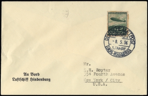 1936, Zeppelin,Zeppelinpost LZ129,Nordamerikafahrten, Si 407 A, ...