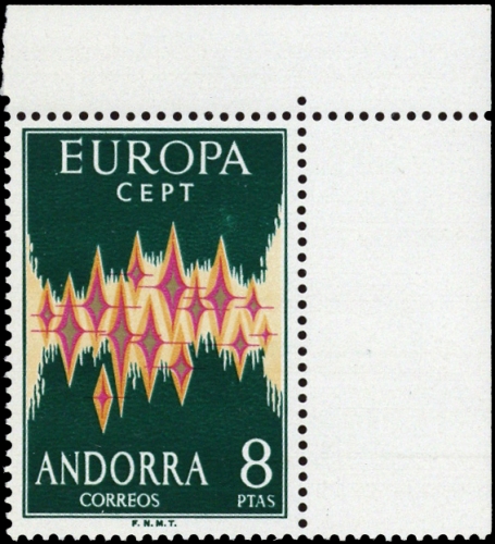 1972, Andorra Spanische Post, 71 Ecke, **