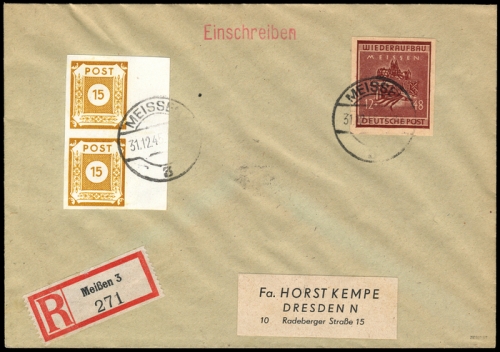 1945, Deutsche Lokalausgabe Meissen, 38 U u.a., Brief