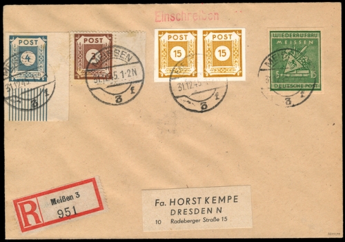 1945, Deutsche Lokalausgabe Meissen, 35 U u.a., Brief