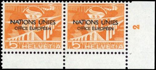 1950, Schweiz Europäisches Amt der Vereinten Nationen ONU, 1 PF ...