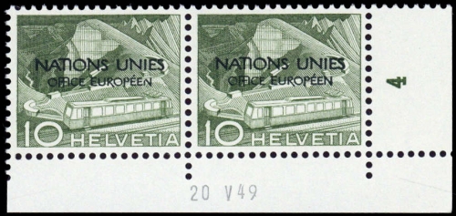 1950, Schweiz Europäisches Amt der Vereinten Nationen ONU, 2 PF ...