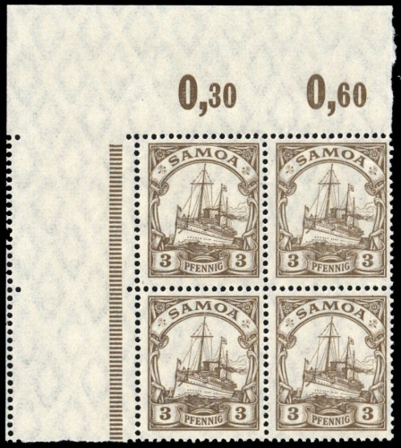 1915, Deutsche Kolonien Samoa, 20 L (2) Ecke, **