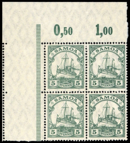 1915, Deutsche Kolonien Samoa, 21 L (2) Ecke, **