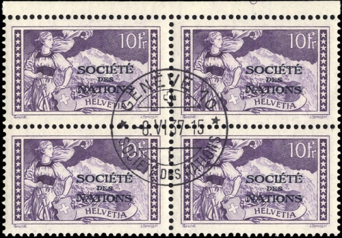 1922, Schweiz Völkerbund SDN, 1-15 (4), cto