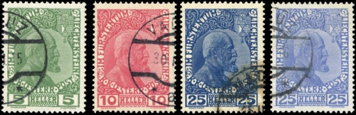 1912, Liechtenstein, 1-3 y a+b, gest.