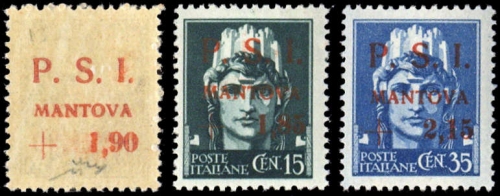 1945, Italien Lokalausgaben C.L.N. Mantova, 1-3 DG, **