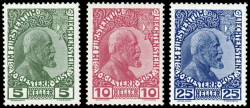 1912, Liechtenstein, 1-3 x, **