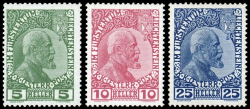 1912, Liechtenstein, 1-3 x, **