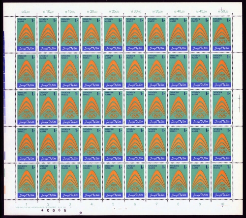 1971, DDR Spendenmarken, Sp I DV II Bogen, **