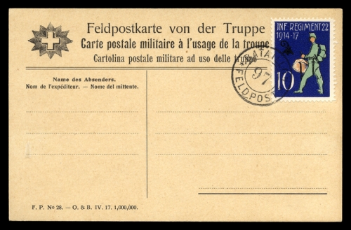 1917, Schweiz Soldatenmarken, Brief