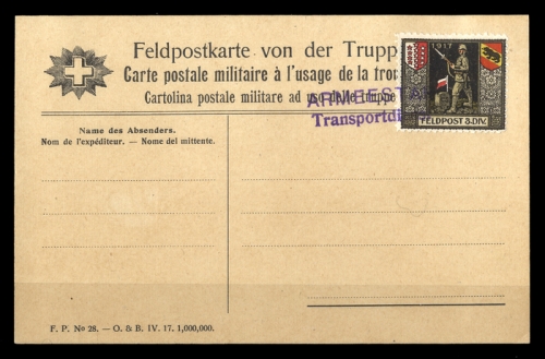 1917, Schweiz Soldatenmarken, Brief