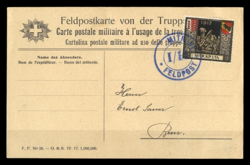 1917, Schweiz Soldatenmarken, Brief