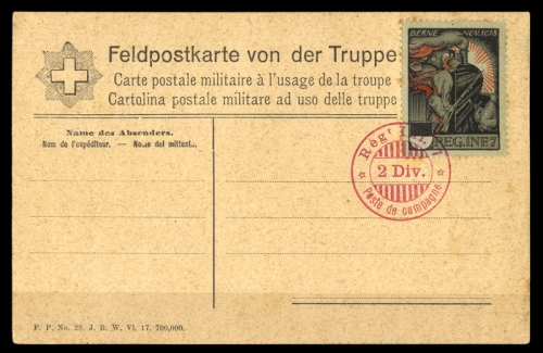 1918, Schweiz Soldatenmarken, Brief