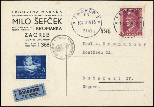 1944, Kroatien, 54 + 133, Brief