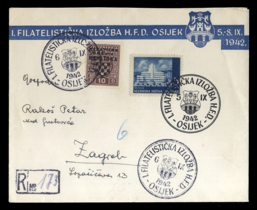 1942, Kroatien, 55 + P 5, Brief
