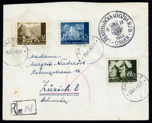 1942, Kroatien, 49+56+61, Brief