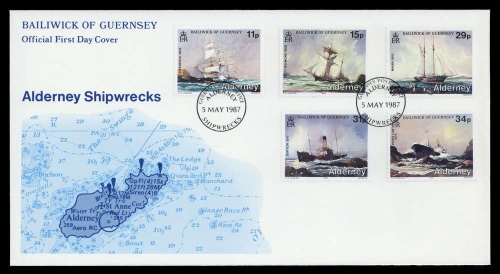 1987, Alderney, 32-36, FDC