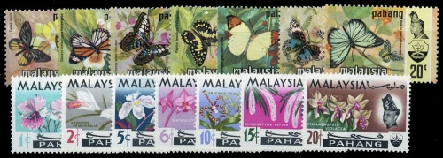 1965, Malaiische Staaten Pahang, 76-82 u.a., **