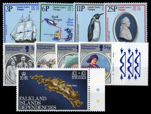 1979, Falkland Abhänige Gebiete E Allg. Ausgaben, 74-77 u.a., **