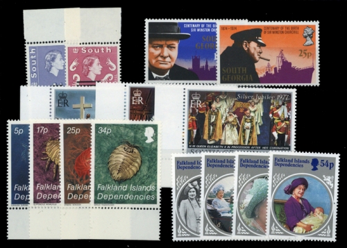 1974, Falkland Abhänige Gebiete E Allg. Ausgaben, 47-48 u.a., **