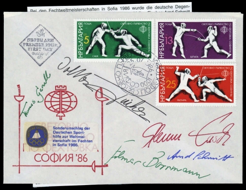 1986, Sport u. Spiel,Fechten,, Brief