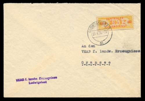 1958, DDR Verwaltungspost B Zentraler Kurierdienst, 17, Brief