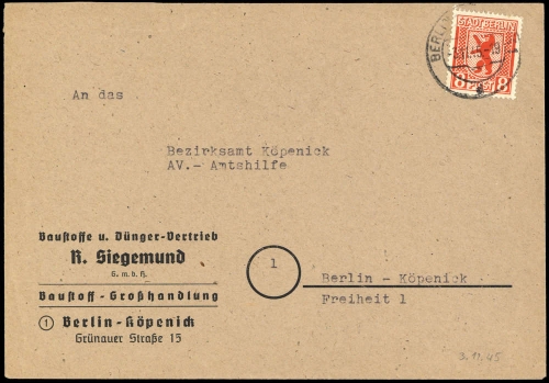 1945, SBZ Berlin Brandenburg, 3 A, Brief