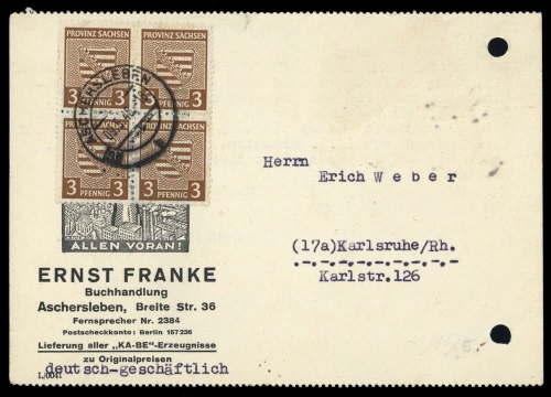 1945, SBZ Provinz Sachsen, 74 X(4), Brief