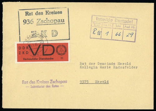1965, DDR Vertrauliche Dienstsachen, 3 x, Brief