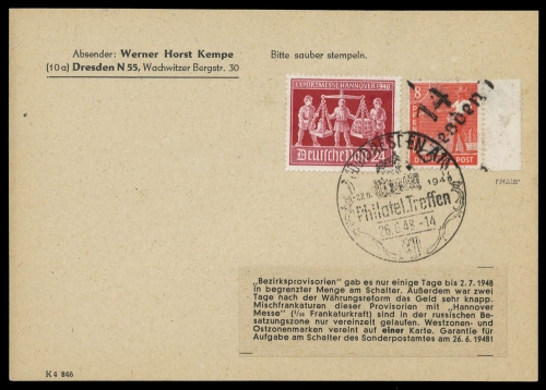 1948, SBZ Handstempel Bezirk 14, 168 II u.a., Brief