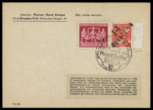 1948, SBZ Handstempel Bezirk 14, 168 II u.a., Brief