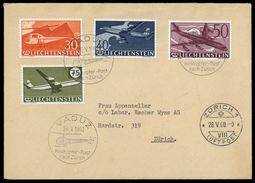 1960, Liechtenstein, 391-394, Brief