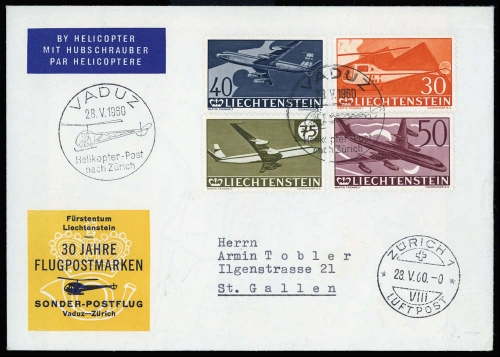1960, Liechtenstein, 391-394, Brief