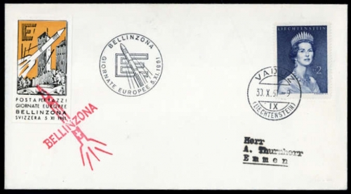 1961, Liechtenstein, 402, Brief