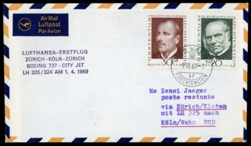 1969, Liechtenstein, 503 + 504, Brief