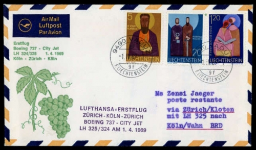 1969, Liechtenstein, 494 u.a., Brief
