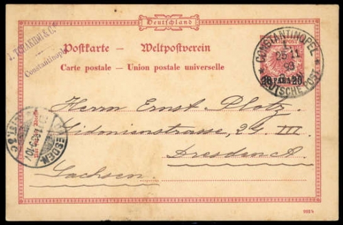 1891, Deutsche Auslandspost Türkei, P 3, Brief