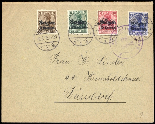 1914, Deutsche Besetzung I. WK Belgien, 1-4, Brief